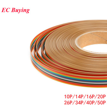 1M Flat Ribbon Cable 1.27mm Spacing Rainbow Cable Flat Color 10P 14P 16P 20P 26P 34P 40P 50P Way Pitch Wiring Wire for PCB
