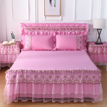 1 pc Lace Bed Skirt +2 pcs Pillowcases bedding set Princess Bedding Bedspreads sheet Bed For Girl bed Cover King/Queen size