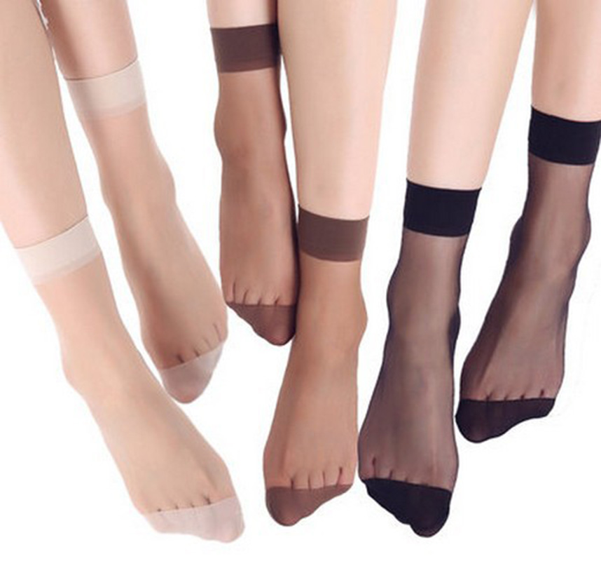 10Pair=20Pieces Summer Ultra-Thin Anti-Hook Silk Black Women Stockings Transparent Ankle Short Socks Free Shipping
