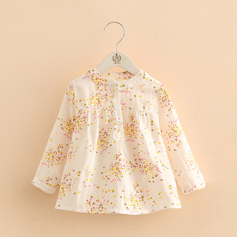 Girls Tops 2021 Spring Autumn Casual 2-12 Years Cotton Mandarin Collar Long Sleeve Full Flower Print Kids Girl Blouses Shirts