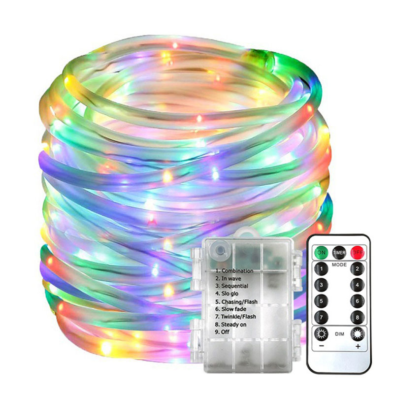 7/12M Solar/Battery Led String Light Waterproof Outdoor RGB Rope Tube Luzes De Natal Garden Fence Landscape Garland Xmas Decor