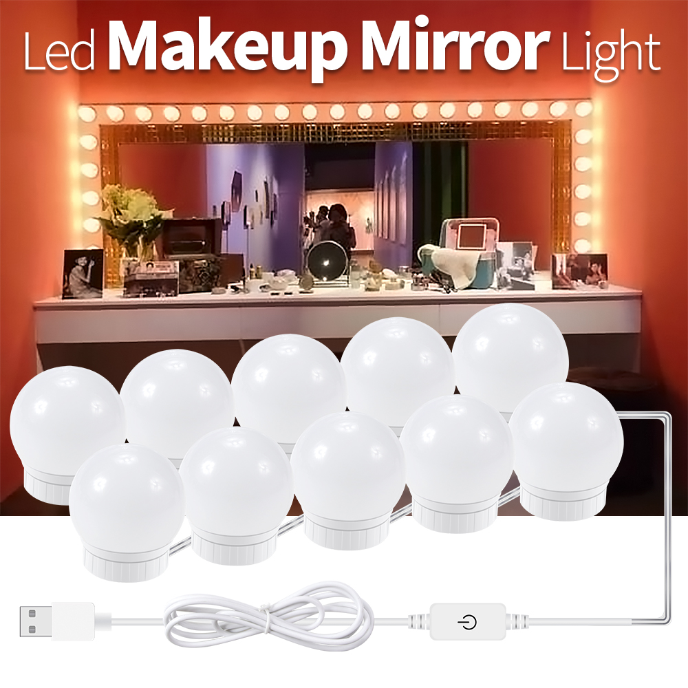 WENNI Mirror Light Wall Lamp LED Makeup Lamp Vanity Table Mirror LED Bulb Dimmable USB 2 6 10 14 Bulb Dressing Lights Bathroom