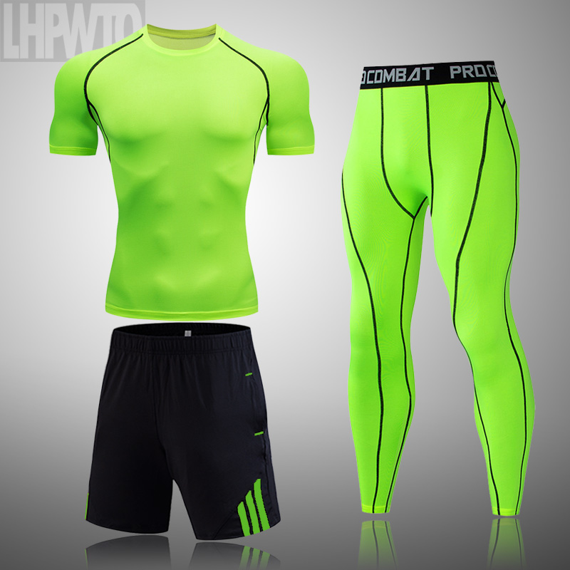 New Men's Sportswear Gym Sportsman Wear Short Sleeve T-shirts Sports Running Men set Training Gym Jogging Soccer Suits