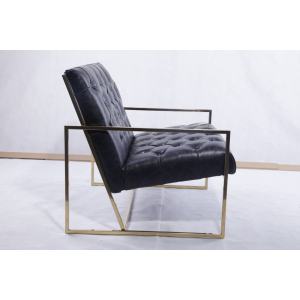 Golden color finished thin frame lounge chair