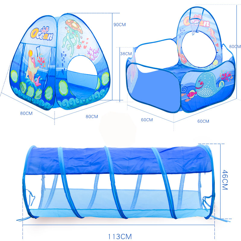 Large Baby Playpen Dry Pool Children's Ball Pool with Children's Tent Crawling Tunnel Kids Balloon Basketball Ball Pit Hot Toys