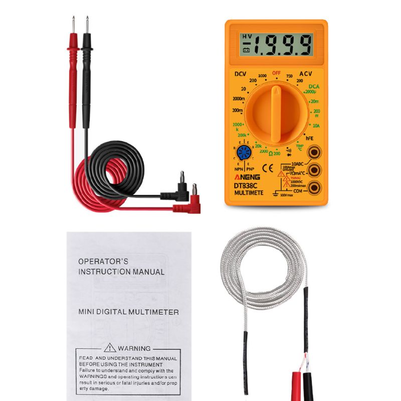 DT838 Digital Multimeter Tester AC/DC Voltage Current Resistance Temp Test Meter