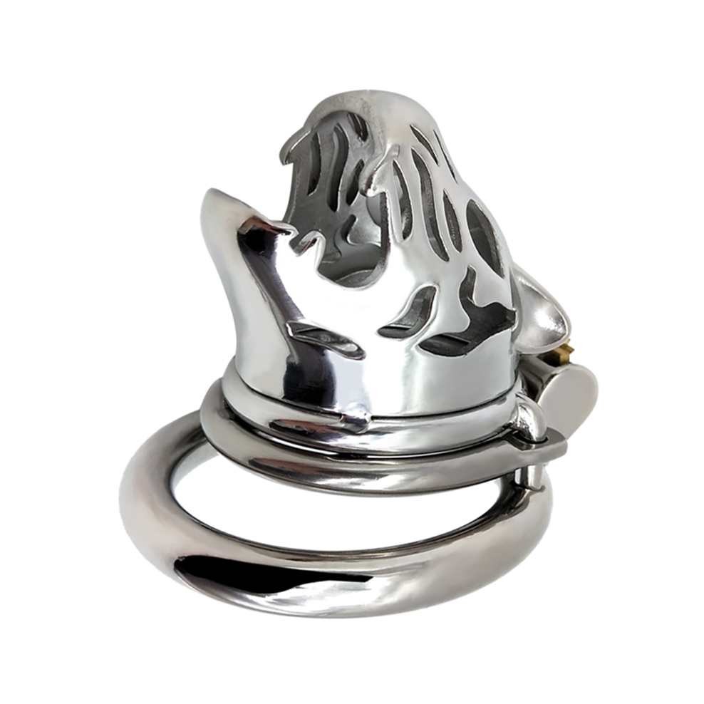 Male Chastity Devices with Anti-loop Animal Tiger head Stainless Steel cock Cage For Men sex toys adult products penis ring