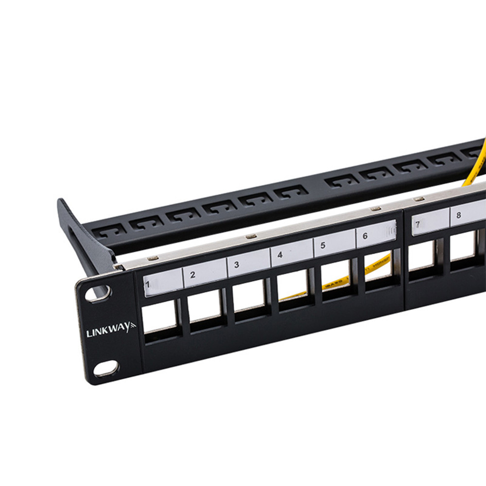 12 Port CAT6A Patch Panel 10G RJ45 Network Cable 10in 1U Cabinet Rack Adapter Keystone Jack Modular Distribution Frame