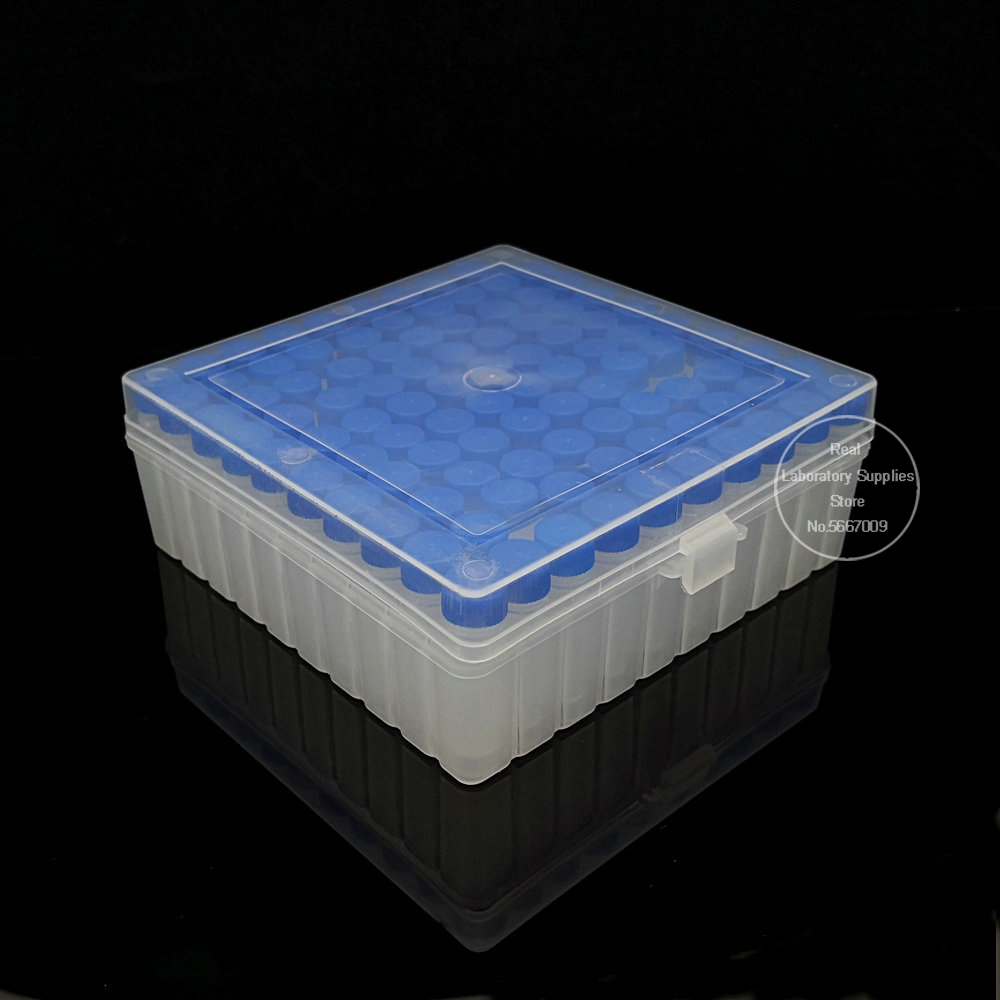 100pieces plastic 1.5ml freezing tube + one piece 100 vents plastic Freezing tube storage box