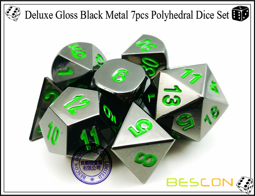 Deluxe Gloss Black Metal 7pcs Polyhedral Dice Set-5
