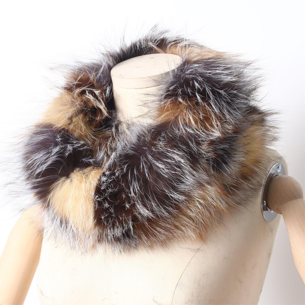 ZDFURS* 2018 New Women Fox Fur Scarf Snood Colorful Real Fur Wraps Silver Fox Fur Collars Scarves Multicolor Fashion Fur Shawls
