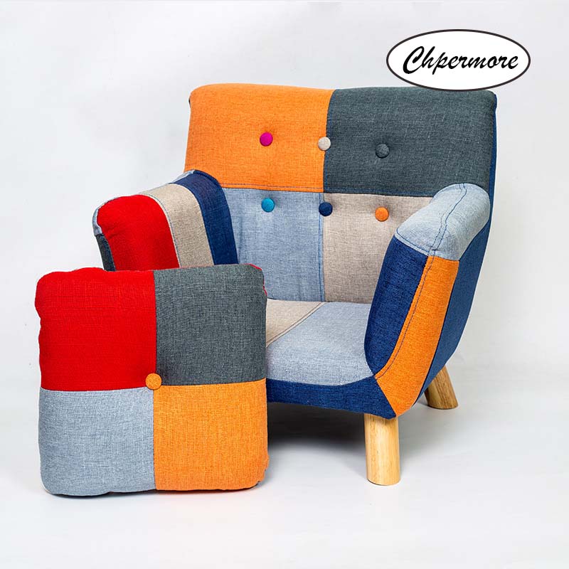 Chpermore Children lazy sofa Simple mini rural patchwork personality Comfortable Living room leisure sofa Kids armchair chair