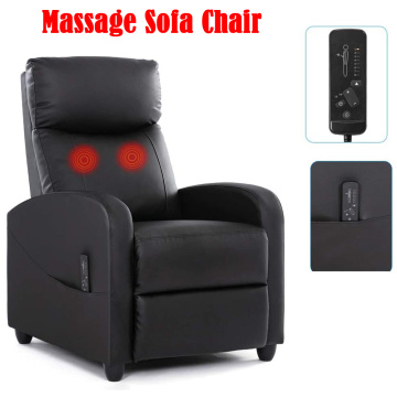Black PU Leather Recliner Chair Massage Single Sofa Armchair for Living Room Modern Ergonomic Adjustable Home Theater Seating