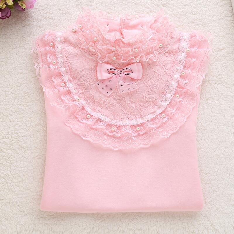 2017 Spring Fall Winter Pearls Lace Bow Long Sleeve School Girl Blouse Shirt For Kids Baby Shirts Girls Tops And Blouses JW3118A