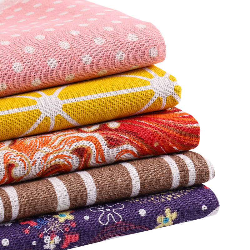 5 Pieces/Pack Random Color Linen Cotton Fabric Sewing Material Patchwork Fabric TJ1226