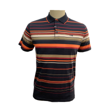 Men`s knit yarn dyed feeder stripe polo shirt
