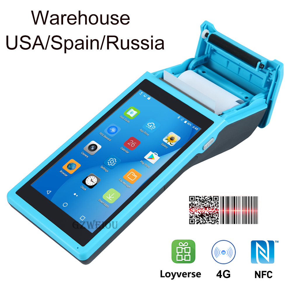 POS PDA Thermal Printer Portable Handheld Terminal With All in One Bluetooth Android Smart Optional NFC and Barcode Scanner