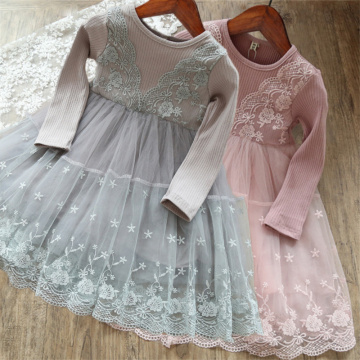 Girl Lace Dress Age 3-8 Baby Kids Princess Dresses Long Sleeved Wedding Party Dress Children Clothes Wedding Gown Formal Events