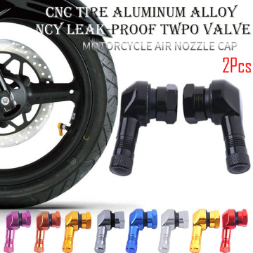 2pcs Motorcycle Rim 90 Degree Angle Aluminum Alloy Valve Motorcycle Wheel Tire Tubeless Valve Stems For Rim Wheel Parts CNC