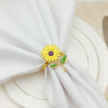 12pcs/lot New Napkin Ring Sunflower Napkin Button Zinc Alloy Napkin Ring Towel Ring Wedding Table Decoration