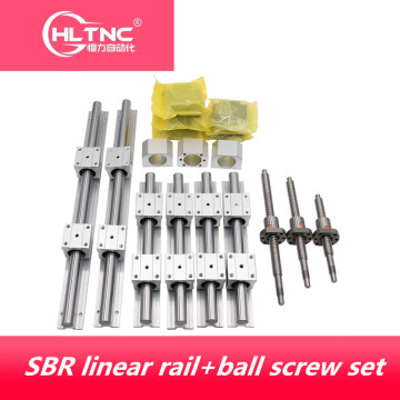 SBR16 SBR20 linear rail set + 3 ballscrew SFU1605+BK/BF12 + nut housing + couplers+SBR blocks for CNC router/Milling Machine