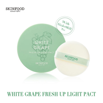 Korea skinfood White Grape face setting compact pressed powder foundation makeup, make up white powder for face 12g powder cake