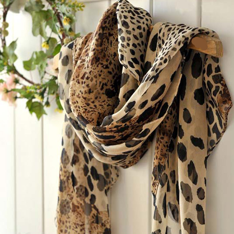 Duan Leopard Brown Autumn And Winter Female Wild Trade Chiffon Scarf Soft Fashion Novelty Wild Scarf Workplace Women Must