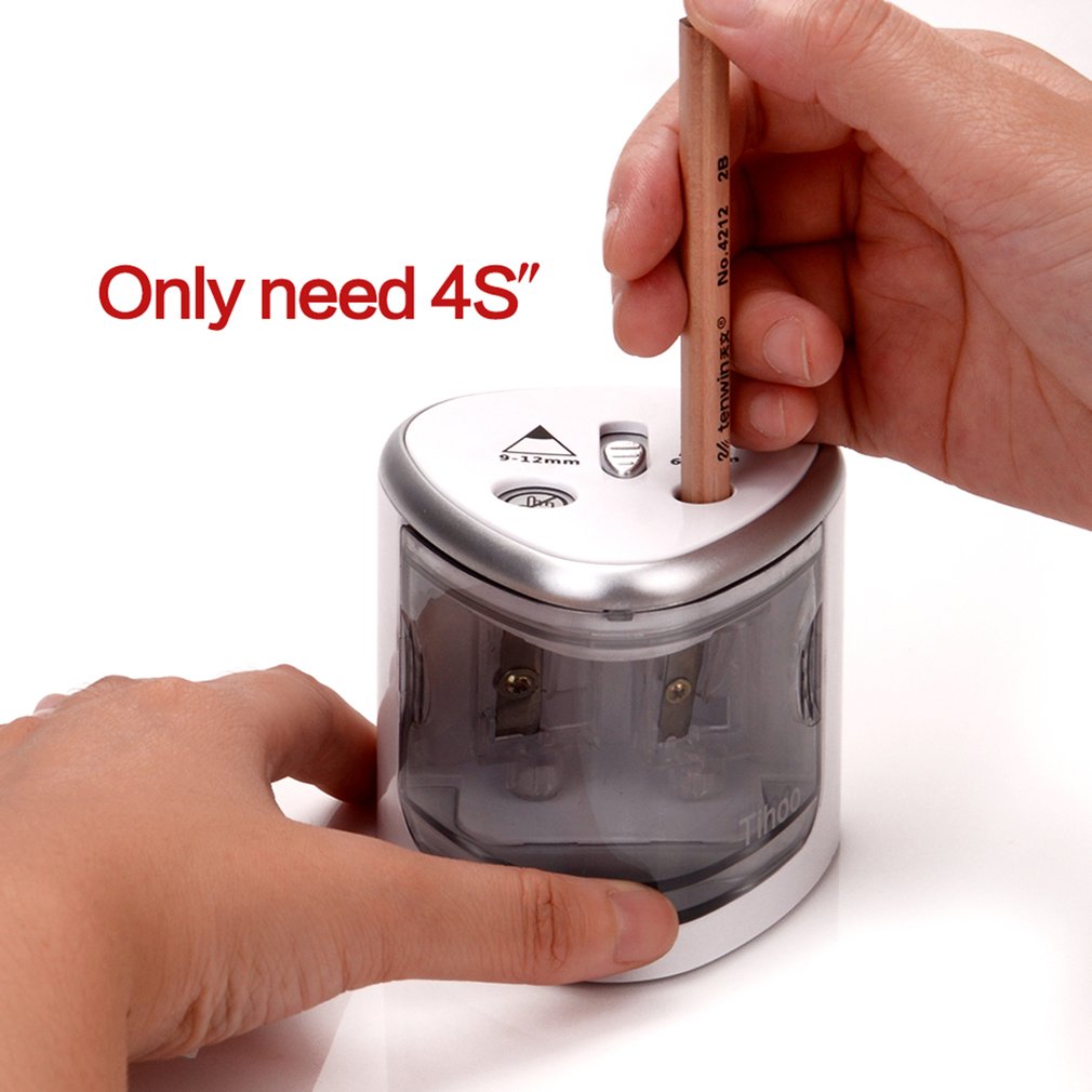 Unique 2 Compact Holes Art Sketch Electric Pencil Sharpener School Stationery Automatic Pencil Sharpener Office Accessories