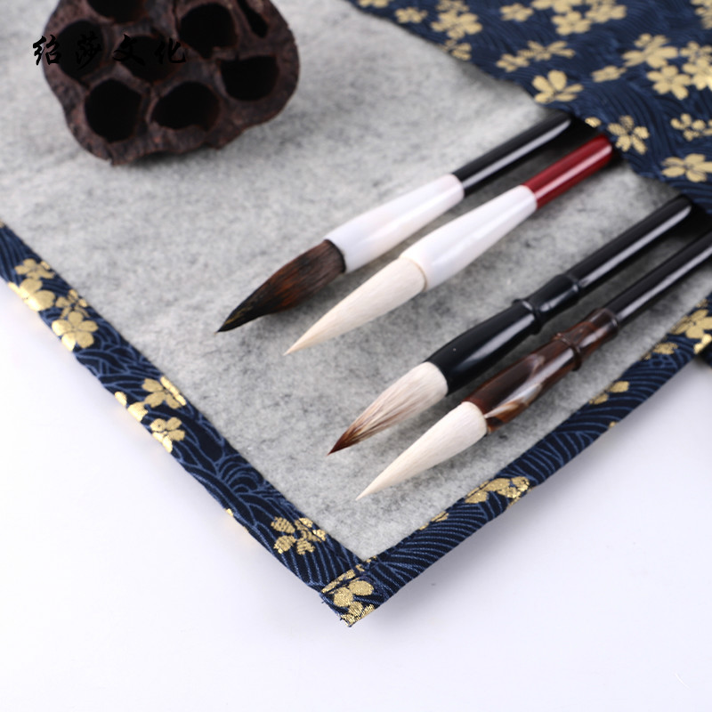 Writing Brush Pencil Bags Chinese Calligraphy Brush Rolling Curtain Watercolor Brush Canvas Holder Simple Portable Pencil Case