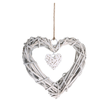 Shabby Chic Wicker Heart Rattan Wreath Wall Hanging Decoration For Home Wedding Birthday Party Valentines Gift