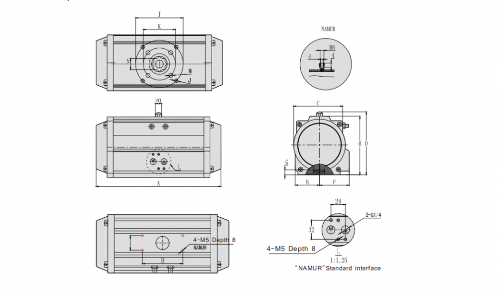 Pneumatic Actuator Dimension