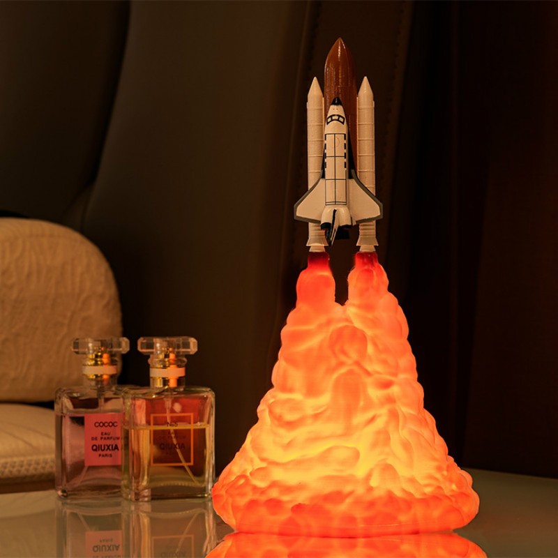 3D Printing Rocket Light Moon Space Shuttle Dropshipping Space Aircraft Smart Home Decoration Table LED Lamp Lithium battery gif