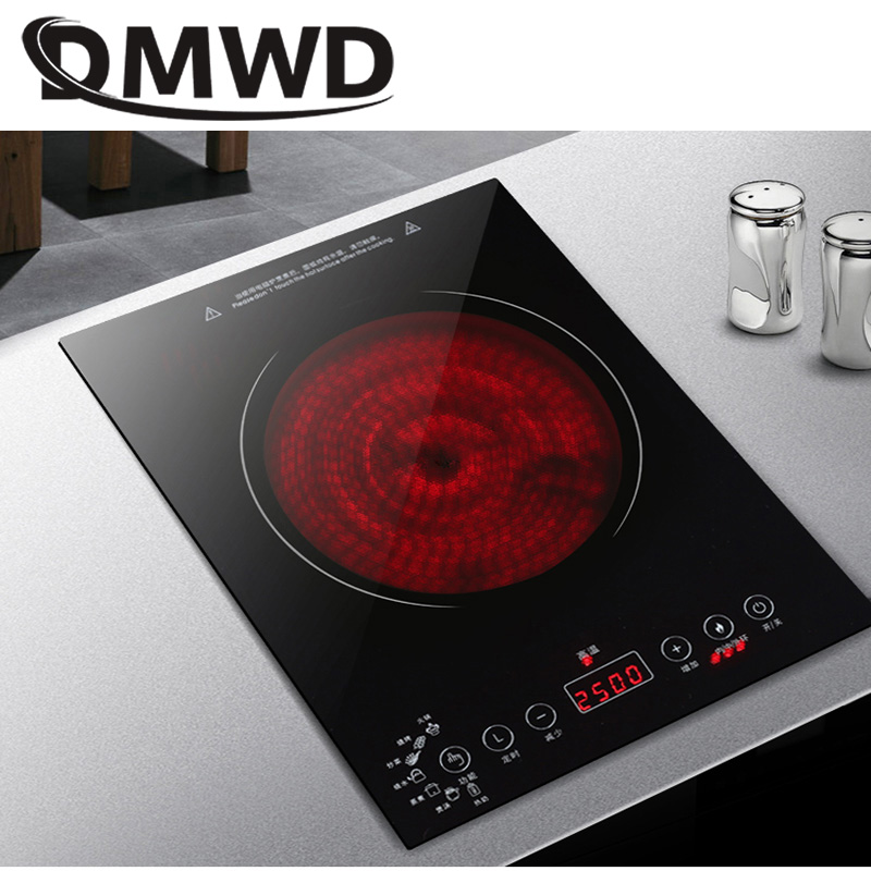 DMWD Desktop Bulit-in Electric Ceramic Hob Burner Electromagnetic Induction Cooker Embedded Hotpot Heating Stove Cooktop Oven EU