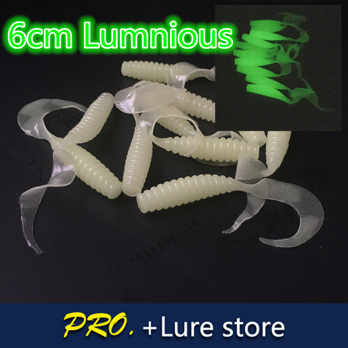 Free shipping 50pcs 6cm soft luminous color artificial worm grub fishing lures soft worm grub in fishing lure isca soft maggot