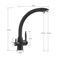 Black with Dot Kitchen Faucet with Filtered Water Double Spout Water Purification Black Kitchen Tap Mixer Crane Drinking Faucet