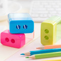 Double Holes Plastic Pencil Sharpeners Candy Color Transparent Standard Pencil Cutting Machine