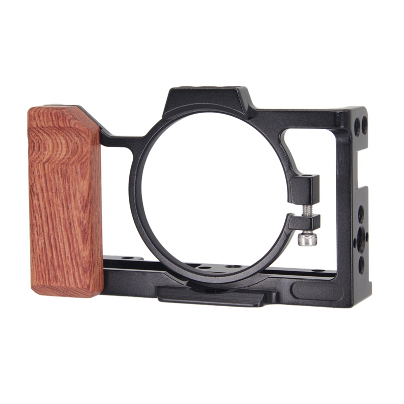 Camera Cage for Sony ZV1 with Wooden Side Handle Cold Shoe for Microphone Led Light Camera