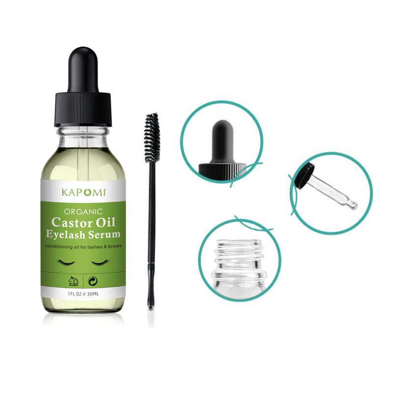 Organic Castor Oil Eyelash Growth Serum Natural Plant Essence Conditioning Oil for Lashes Brows with Mascara Brushes