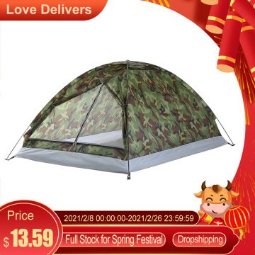 TOMSHOO Camping Tent for 2 Person Single Layer Outdoor Portable Camouflage Camping Fishing Tent Portable Waterproof Tents