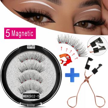 MB Magnetic Eyelashes with 5 Magnets Handmade Reusable 3D Mink False Eyelashes for Makeup faux cils magnetique naturel Tweezers