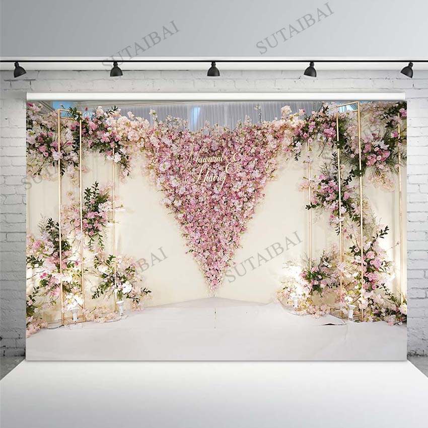 Wedding Event White Curtain Blossom Floral Garland Wall Photography Backgrounds Photographic Flower Backdrops for Photo Studio