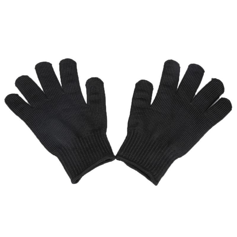 Anti-cut Gloves 1Pair For Hunting Fishing Black Steel Wire Metal Mesh Gloves Safety Wear-resistant Butcher Protective Mesh Glove
