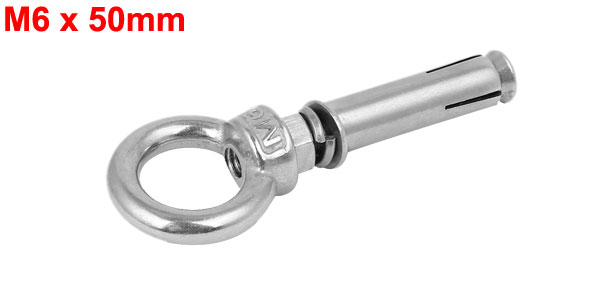 UXCELL M6 X 50Mm 304 Stainless Steel Ring Lifting Anchor Expansion Closed Hook Eye Bolt For Fence,Burglarproof Doors And Window