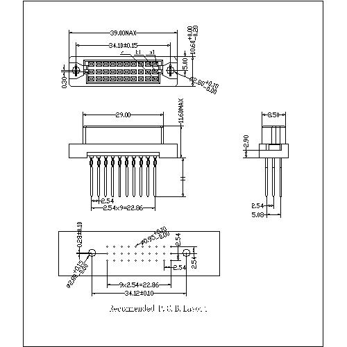 DFS-XX-XXX-319   Vertical Female Type 0.33C Compliant Press-Fit Connectors 30 Positions-Model