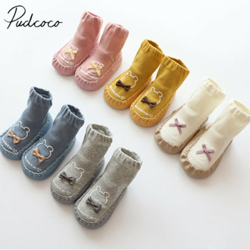 Pudcoco Baby Cute Socks Baby Cartoon Non-slip Cotton Toddler Floor Socks Kids Shoes Slipper Bowknot Sewing Thread Socks