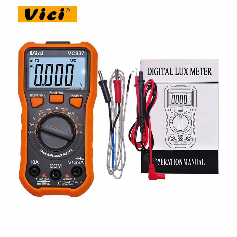 VICI VC837 True RMS 3 5/6 Digital Multimeter Auto Range Capacitance Resistance NCV Temperature Fequency Diode hFE Test