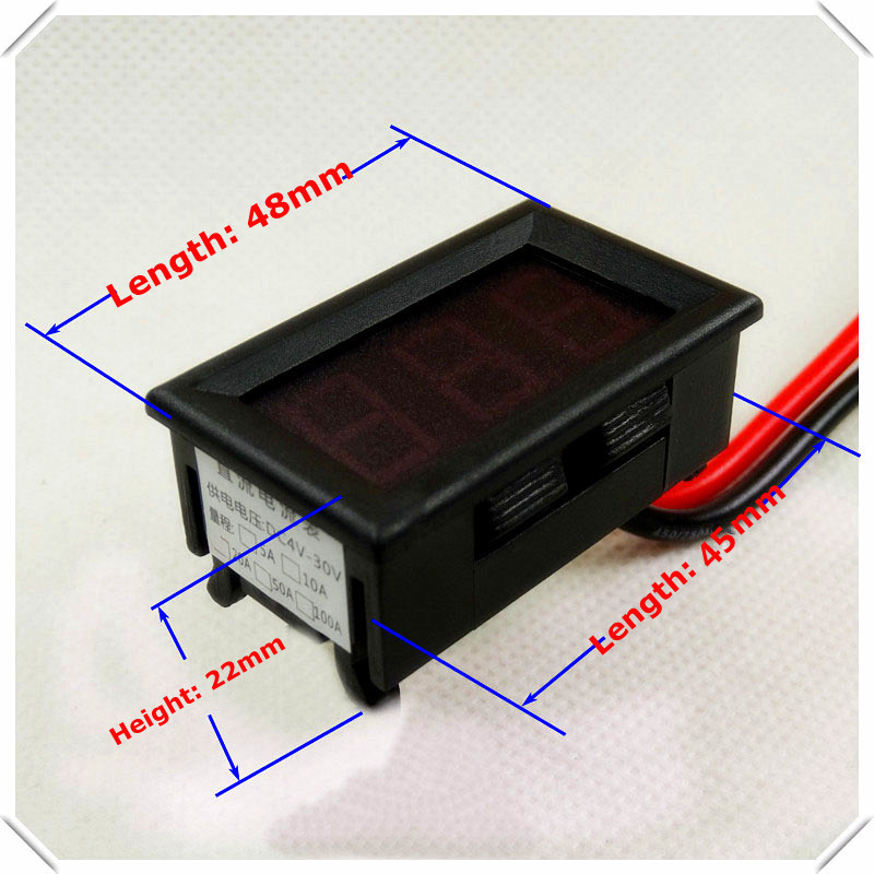 RD 0.56" Digital Ammeter AMP DC 0-20A Four wires 3 digit Current Panel Meter led Display Color: Red [ 4 pieces / lot]