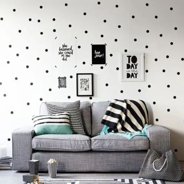 Black Polka Dots Wall Stickers Circles DIY Stickers for Kids Room Baby Nursery Room Decoration Peel-Stick Wall Decals Vinyl