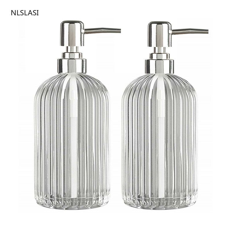 400ml Nordic Retro Style Portable Glass Lotion Bottle Home Bathroom Shampoo Bottle Lotion Pump Bottle Shower Gel Storage Bottle