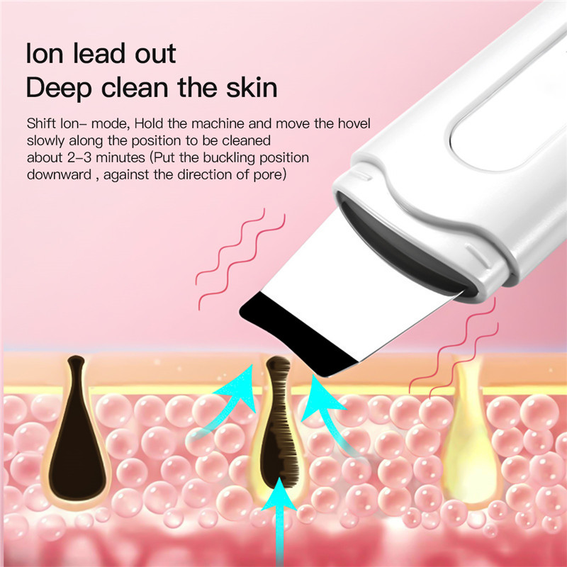 Ultrasonic Vibration Skin Scrubber EMS Microcurrent Face Cleaner Skin Pore Deep Cleansing Scraper Dead Skin Blackhead Remover 31